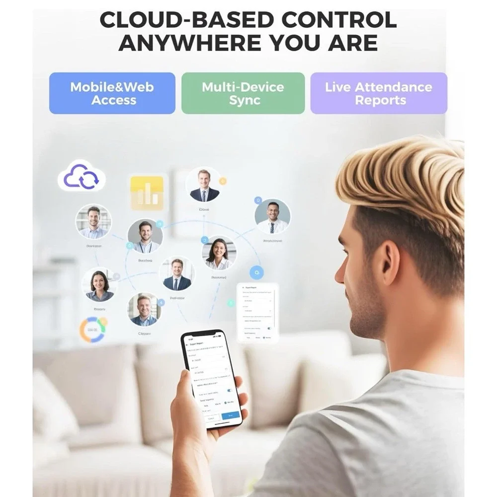 Time Clock Cloud-Based with Touch Screen Face/Fingerprint/Card/PIN